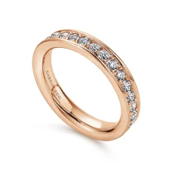 Discount Gabriel & Co. Romana - 14K Rose Gold Channel Set Diamond Eternity Band - 0.95 ct
