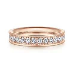 Discount Gabriel & Co. Romana - 14K Rose Gold Channel Set Diamond Eternity Band - 0.95 ct