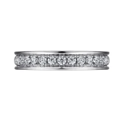 New Gabriel & Co. Romana - 14K White Gold Channel Prong Diamond Anniversary Band - 0.5 ct
