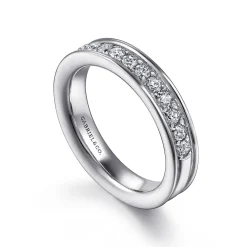 New Gabriel & Co. Romana - 14K White Gold Channel Prong Diamond Anniversary Band - 0.5 ct