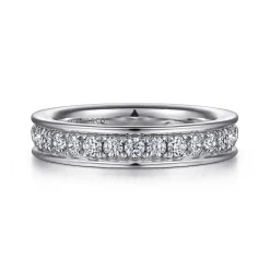 New Gabriel & Co. Romana - 14K White Gold Channel Prong Diamond Anniversary Band - 0.5 ct