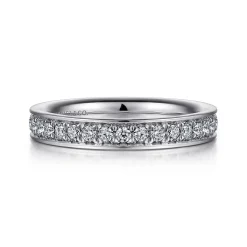 New Gabriel & Co. Romana - 14K White Gold Channel Prong Diamond Anniversary Band - 0.55 ct