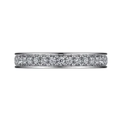 New Gabriel & Co. Romana - 14K White Gold Channel Prong Diamond Anniversary Band - 0.55 ct