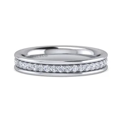 New Gabriel & Co. Romana - 14K White Gold Channel Prong Diamond Anniversary Band - 0.38 ct