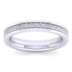 New Gabriel & Co. Romana - 14K White Gold Channel Prong Diamond Anniversary Band - 0.38 ct