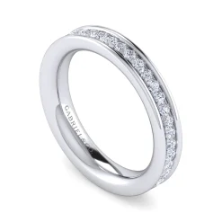 New Gabriel & Co. Romana - 14K White Gold Channel Prong Diamond Anniversary Band - 0.38 ct
