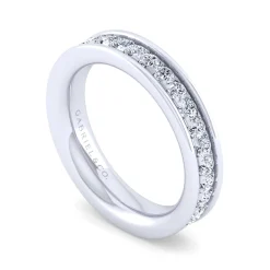 Clearance Gabriel & Co. Romana - 14K White Gold Channel Prong Diamond Anniversary Band - 0.75 ct
