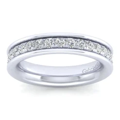 Clearance Gabriel & Co. Romana - 14K White Gold Channel Prong Diamond Anniversary Band - 0.75 ct