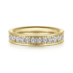 New Gabriel & Co. Romana - 14K Yellow Gold Channel Prong Set Diamond Eternity Band - 1 ct
