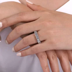 Hot Gabriel & Co. Ronda - 14K White Gold 7 Stone Shared Prong Round Diamond Anniversary Band - 2 ct