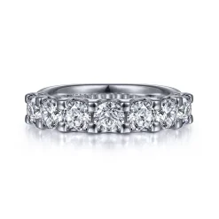 Hot Gabriel & Co. Ronda - 14K White Gold 7 Stone Shared Prong Round Diamond Anniversary Band - 2 ct