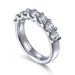 Clearance Gabriel & Co. Ronda - 14K White Gold 7 Stone Shared Prong Round Diamond Anniversary Band - 1.35 ct