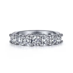 Clearance Gabriel & Co. Ronda - 14K White Gold 7 Stone Shared Prong Round Diamond Anniversary Band - 1.35 ct