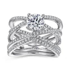 Outlet Gabriel & Co. Ronny - 14K White Gold Round Diamond Engagement Ring