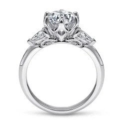 New Gabriel & Co. Rosario - 18K White Gold Three Stone Round Diamond Engagement Ring