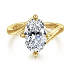 Gabriel & Co. Rosette - 14K Yellow Gold Compass Prong Bypass Oval Diamond Engagement Ring