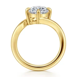 Hot Gabriel & Co. Rosette - 14K Yellow Gold Compass Prong Bypass Oval Diamond Engagement Ring