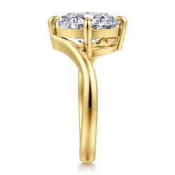 Hot Gabriel & Co. Rosette - 14K Yellow Gold Compass Prong Bypass Oval Diamond Engagement Ring