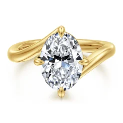 Hot Gabriel & Co. Rosette - 14K Yellow Gold Compass Prong Bypass Oval Diamond Engagement Ring