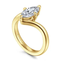 Discount Gabriel & Co. Rosette - 14K Yellow Gold Compass Prong Bypass Marquise Shape Diamond Engagement Ring