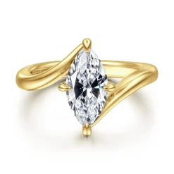 Discount Gabriel & Co. Rosette - 14K Yellow Gold Compass Prong Bypass Marquise Shape Diamond Engagement Ring