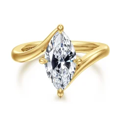 Discount Gabriel & Co. Rosette - 14K Yellow Gold Compass Prong Bypass Marquise Shape Diamond Engagement Ring