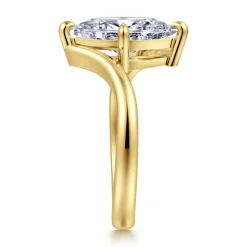 Discount Gabriel & Co. Rosette - 14K Yellow Gold Compass Prong Bypass Marquise Shape Diamond Engagement Ring