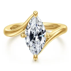 Clearance Gabriel & Co. Rosette - 14K Yellow Gold Compass Prong Bypass Marquise Shape Engagement Ring