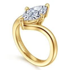 Clearance Gabriel & Co. Rosette - 14K Yellow Gold Compass Prong Bypass Marquise Shape Engagement Ring