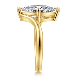 Clearance Gabriel & Co. Rosette - 14K Yellow Gold Compass Prong Bypass Marquise Shape Engagement Ring