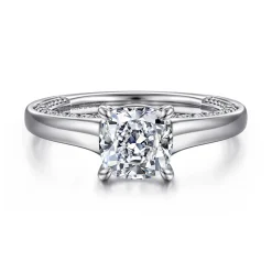 Hot Gabriel & Co. Rosey - 14K White Gold Cushion Cut Diamond Engagement Ring