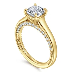 Sale Gabriel & Co. Rosey - 14K Yellow Gold Cushion Cut Diamond Engagement Ring