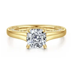 Sale Gabriel & Co. Rosey - 14K Yellow Gold Cushion Cut Diamond Engagement Ring