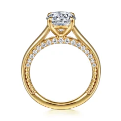 Best Gabriel & Co. Rosey - 14K Yellow Gold Round Diamond Engagement Ring