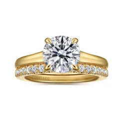 Best Gabriel & Co. Rosey - 14K Yellow Gold Round Diamond Engagement Ring