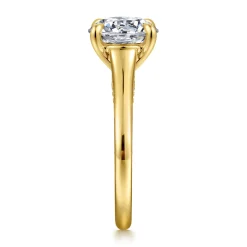 New Gabriel & Co. Rosey - 14K Yellow Gold Round Diamond Engagement Ring