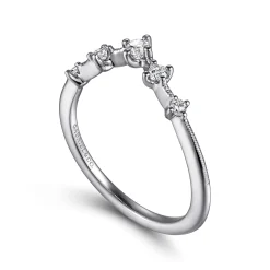 Discount Gabriel & Co. Rouix - 14K White Gold Curved Diamond Anniversary Band - 0.17 ct