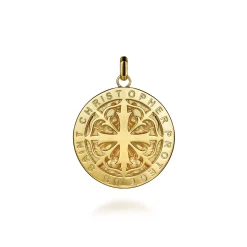Online Gabriel & Co. Round 14K Yellow Gold St. Christopher Protect Us Pendant