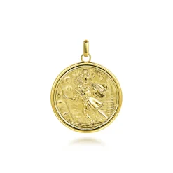 Online Gabriel & Co. Round 14K Yellow Gold St. Christopher Protect Us Pendant