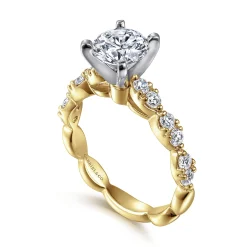 Online Gabriel & Co. Rowan - 14K White-Yellow Gold Round Diamond Engagement Ring