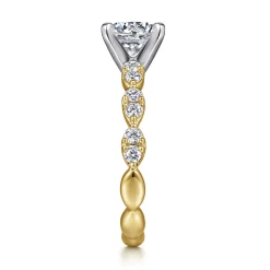 Online Gabriel & Co. Rowan - 14K White-Yellow Gold Round Diamond Engagement Ring