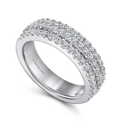 Discount Gabriel & Co. 3 Row 14K White Gold Micro Pave Diamond Anniversary Band - 1 ct