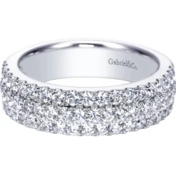 Sale Gabriel & Co. 3 Row Platinum Micro Pave Diamond Anniversary Band - 1 ct