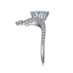 Outlet Gabriel & Co. Royalty - 14K White Gold Chevron Aquamarine and Diamond Engagement Ring