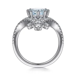 Outlet Gabriel & Co. Royalty - 14K White Gold Chevron Aquamarine and Diamond Engagement Ring