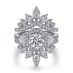 Gabriel & Co. Rudie - 14K White Gold Bursting Chevron Diamond Ring Enhancer - 0.95 ct