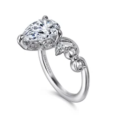 Best Gabriel & Co. Russo - 14K White Gold Pear Shape Chevron Engagement Ring
