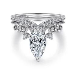 Best Gabriel & Co. Russo - 14K White Gold Pear Shape Chevron Engagement Ring