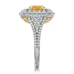 Discount Gabriel & Co. Ryan - 14K White-Yellow Gold Oval Yellow Sapphire and Diamond Triple Halo Engagement Ring