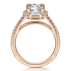 Discount Gabriel & Co. Ryland - 14K Rose Gold Octagonal Halo Round Diamond Engagement Ring